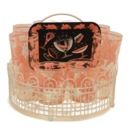 Pink Elephant Glass Set Rack & Tip Tray c.1940's