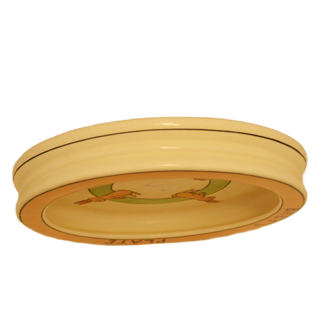 Vintage Roseville Art Pottery Child's Plate with Rabbits c. 1923-1926 - Image 7