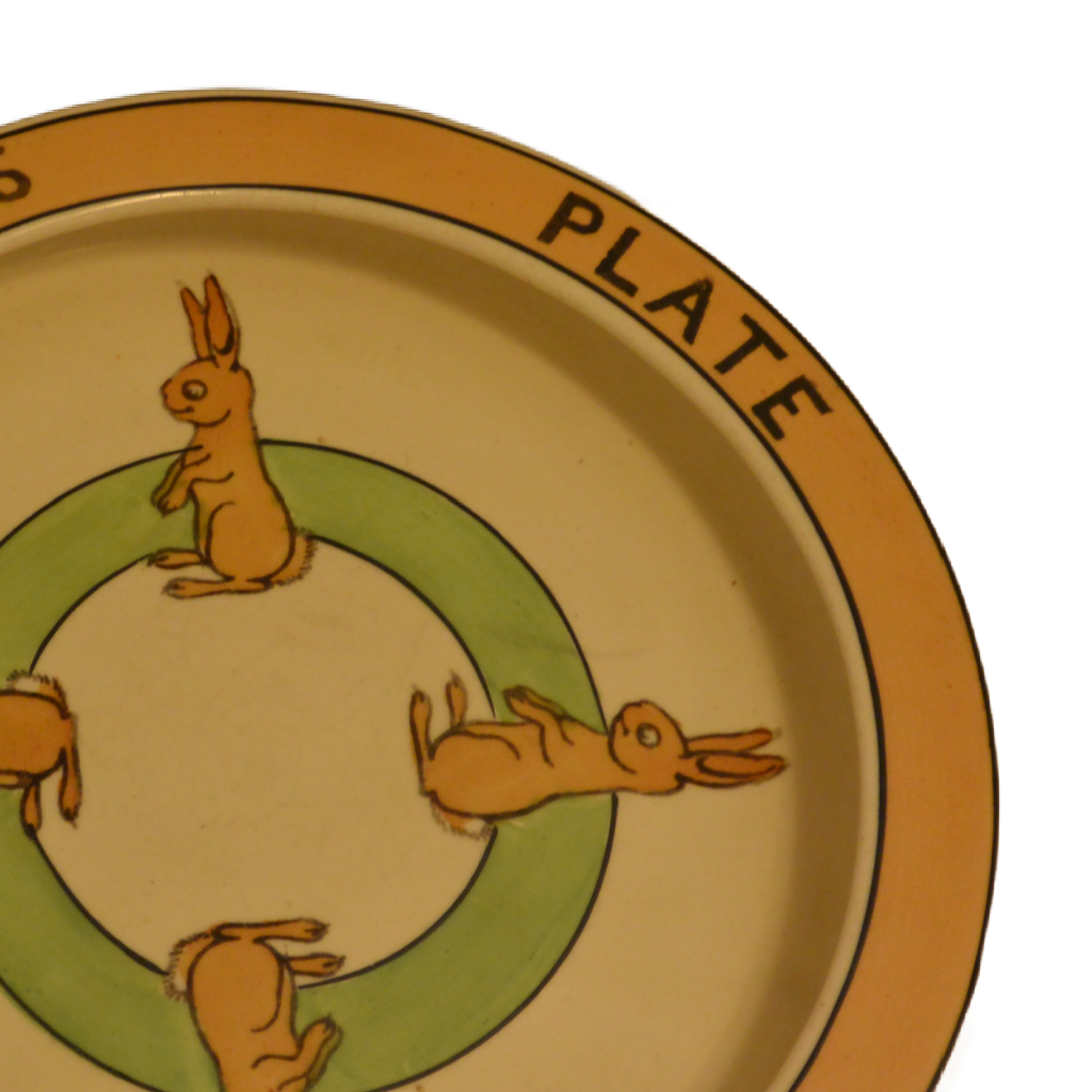 Vintage Roseville Art Pottery Child's Plate with Rabbits c. 1923-1926 - Image 4
