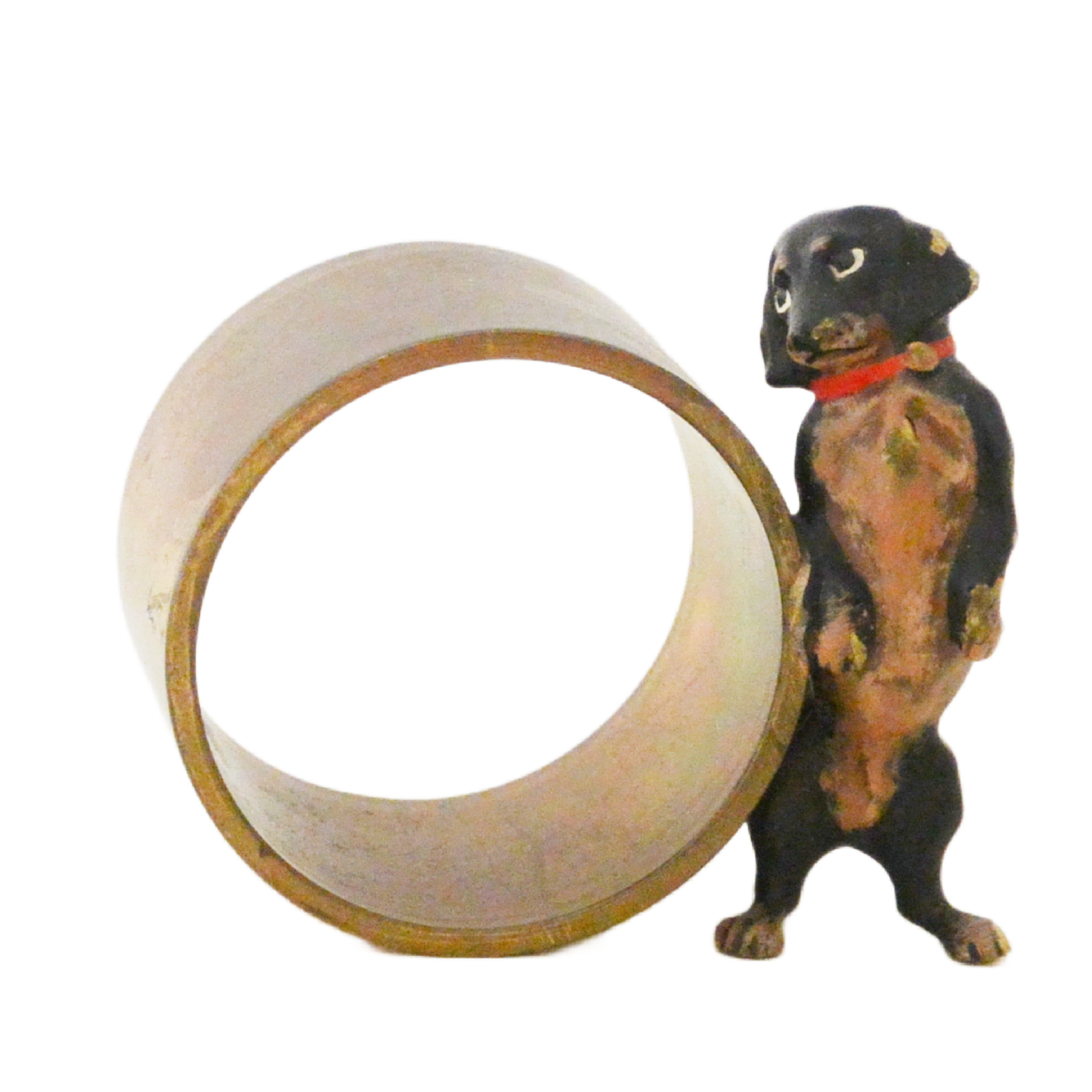 Austrian Cold-Painted Bronze Dachshund Napkin Ring