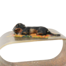 Austrian Cold-Painted Bronze Franz Bergman Napkin Ring with Dachshund