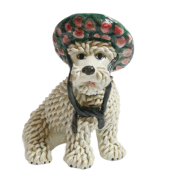 Vintage Italian Spaghetti Maltese Dog with Bonnet c.1950's
