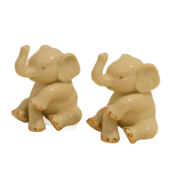 Lenox Pair of Seated Baby Elephant Figurines