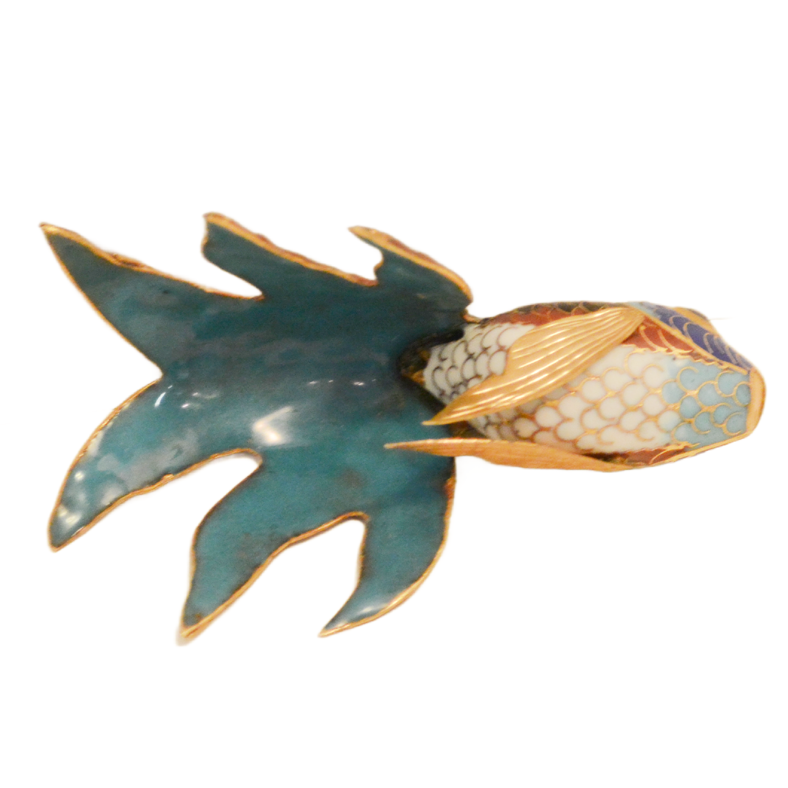 Vintage Cloisonne Enameled Brass Beta Fish Sculpture - Image 8