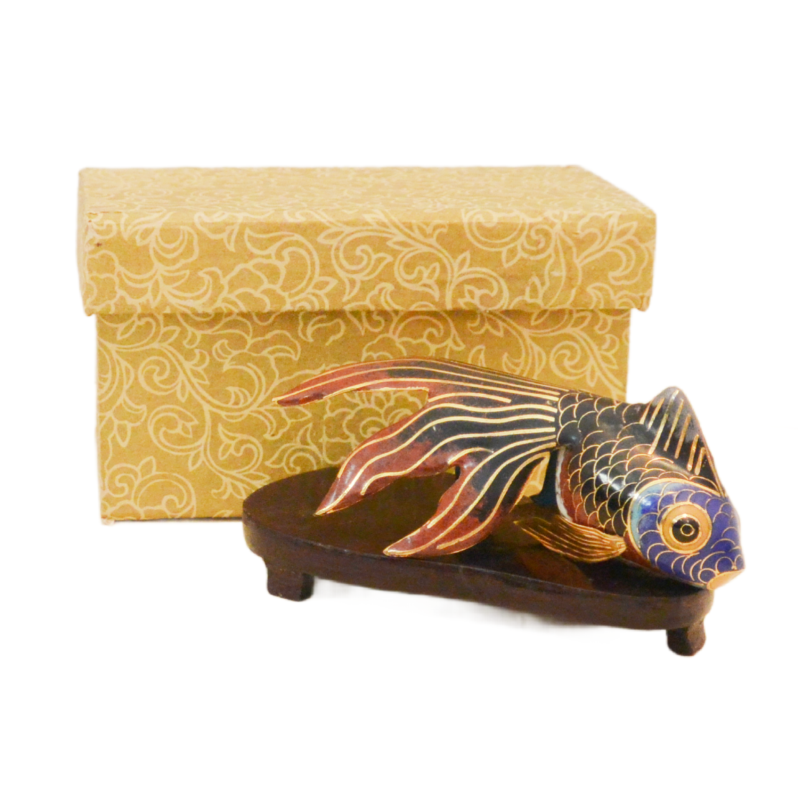 Vintage Cloisonne Enameled Brass Beta Fish Sculpture - Image 3