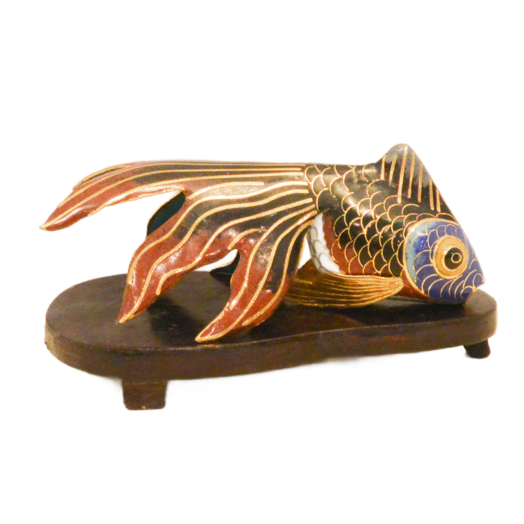 Vintage Cloisonne Enameled Brass Beta Fish Sculpture - Image 4