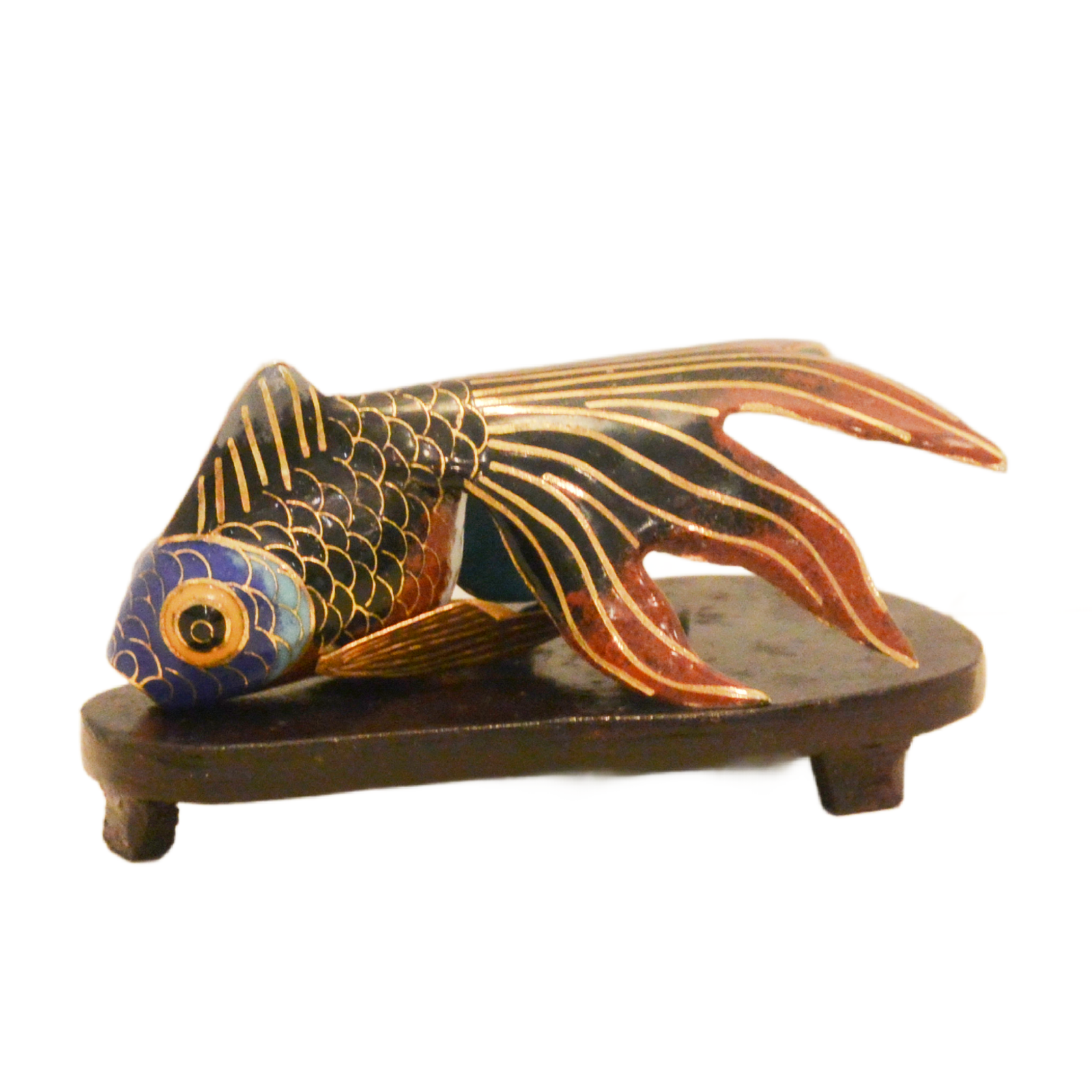 Vintage Cloisonne Enameled Brass Beta Fish Sculpture - Image 6