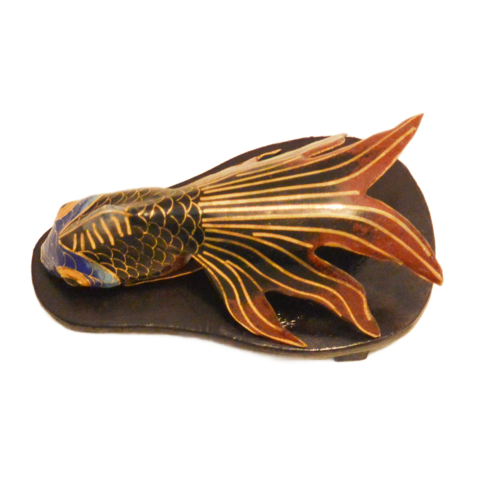 Vintage Cloisonne Enameled Brass Beta Fish Sculpture - Image 9