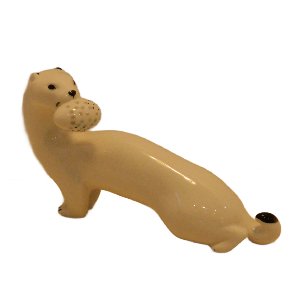 Lomonosov Porcelain Ermine Figurine c.1990's