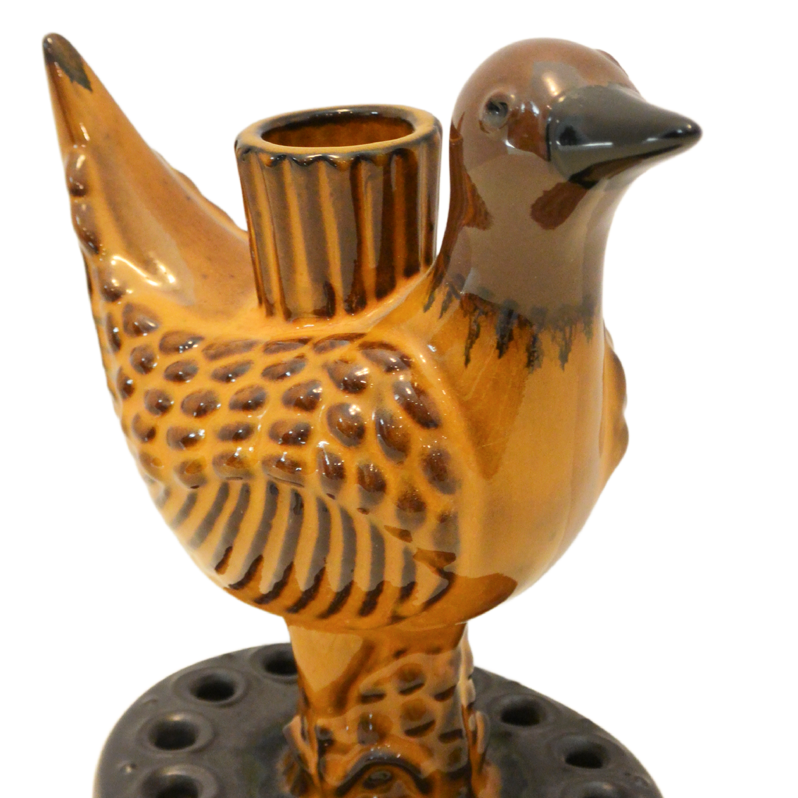 Mid-Century J.C. Seagraves Pottery Bird Flower Holder and Candlestick - Image 3