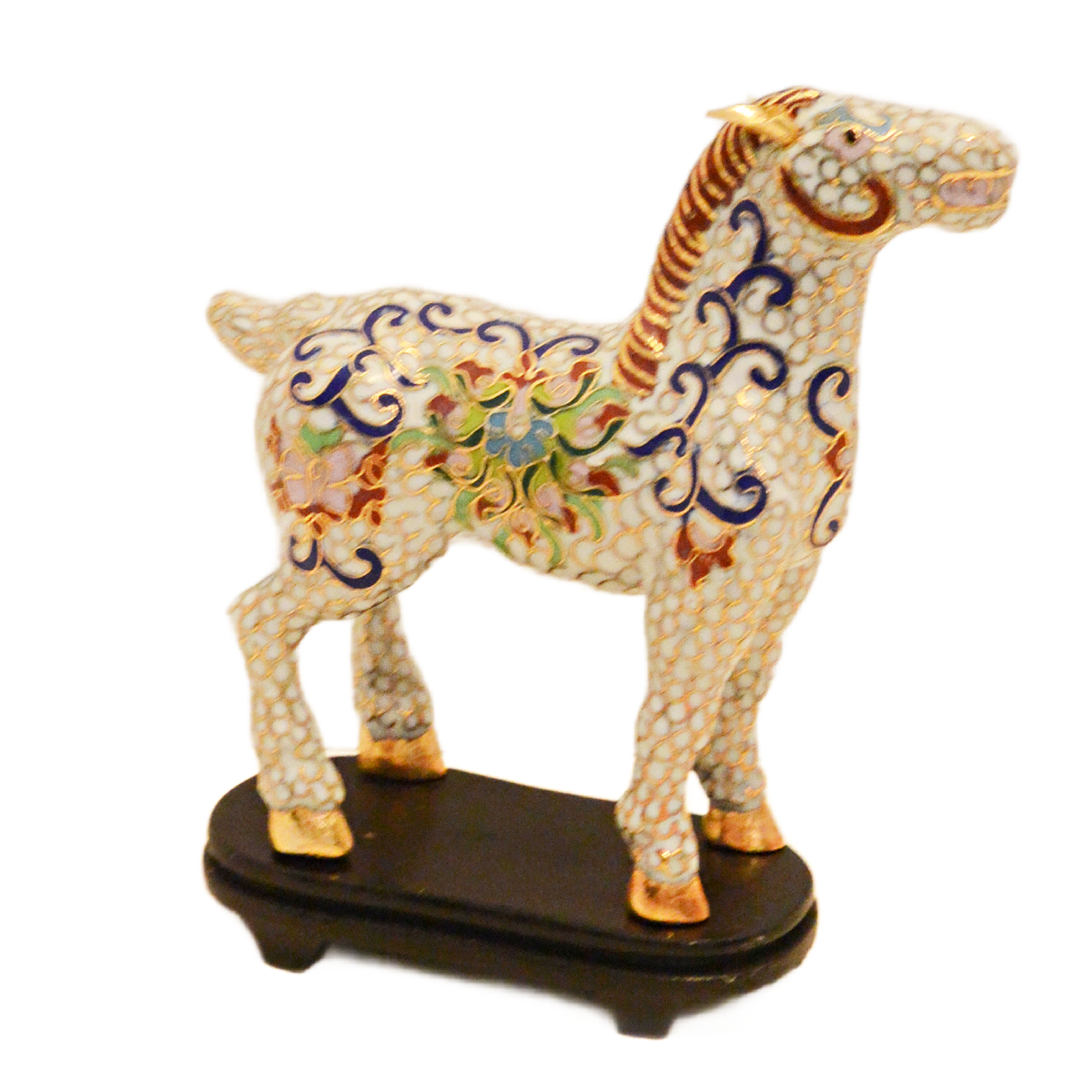 Rare Vintage White Cloisonné Horse