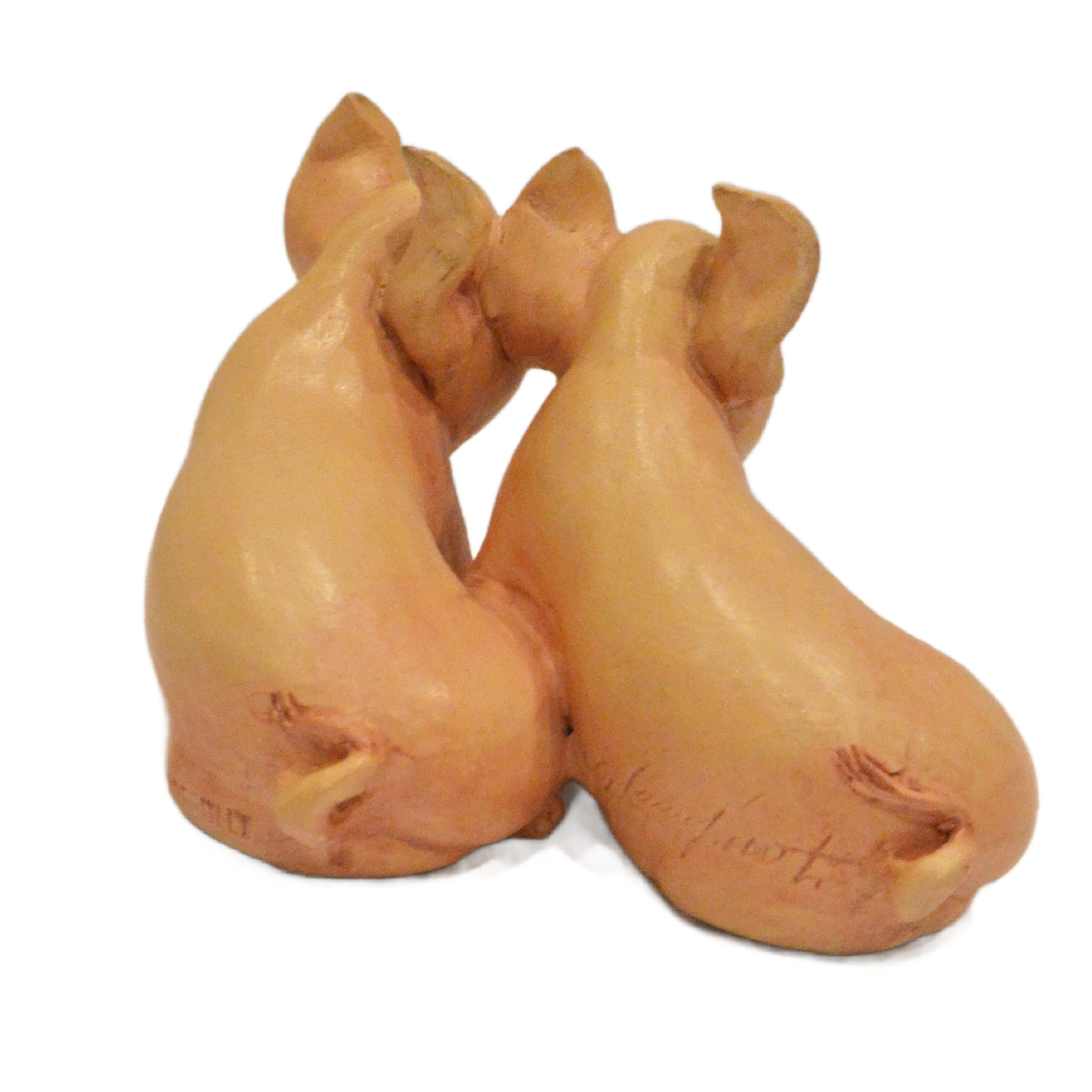 Signed Mid-Century Cacciapuoti Italian Porcelain Huddled Pig Pair - Image 5