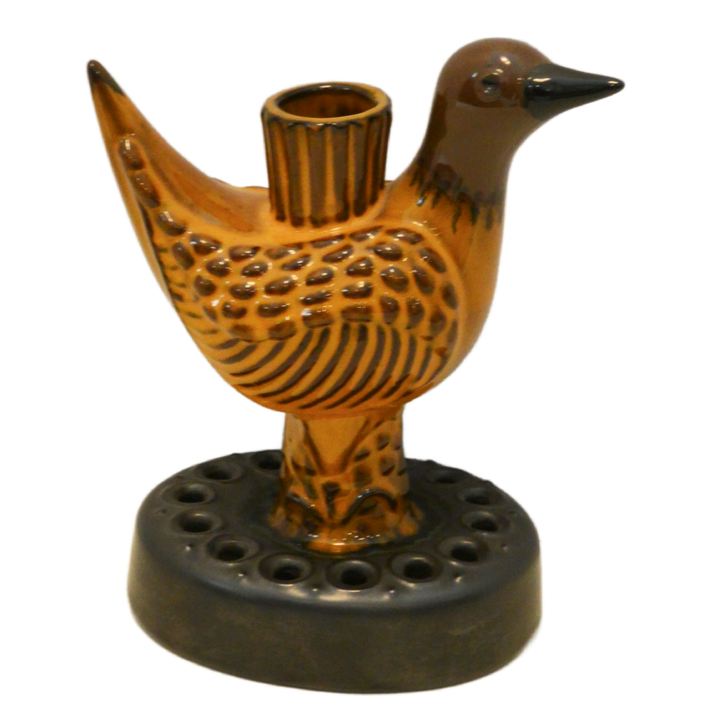 Mid-Century J.C. Seagraves Pottery Bird Flower Holder and Candlestick - Image 5