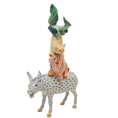 Herend Reserve Collection "Town Musicians of Bremen" Multi-Color Fishnet Figurine