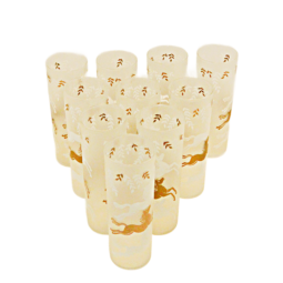Alternative view of Rare Set of 10 Mid-Century Libbey "Cavalcade" Frosted & Gold Horse Highball Glasses