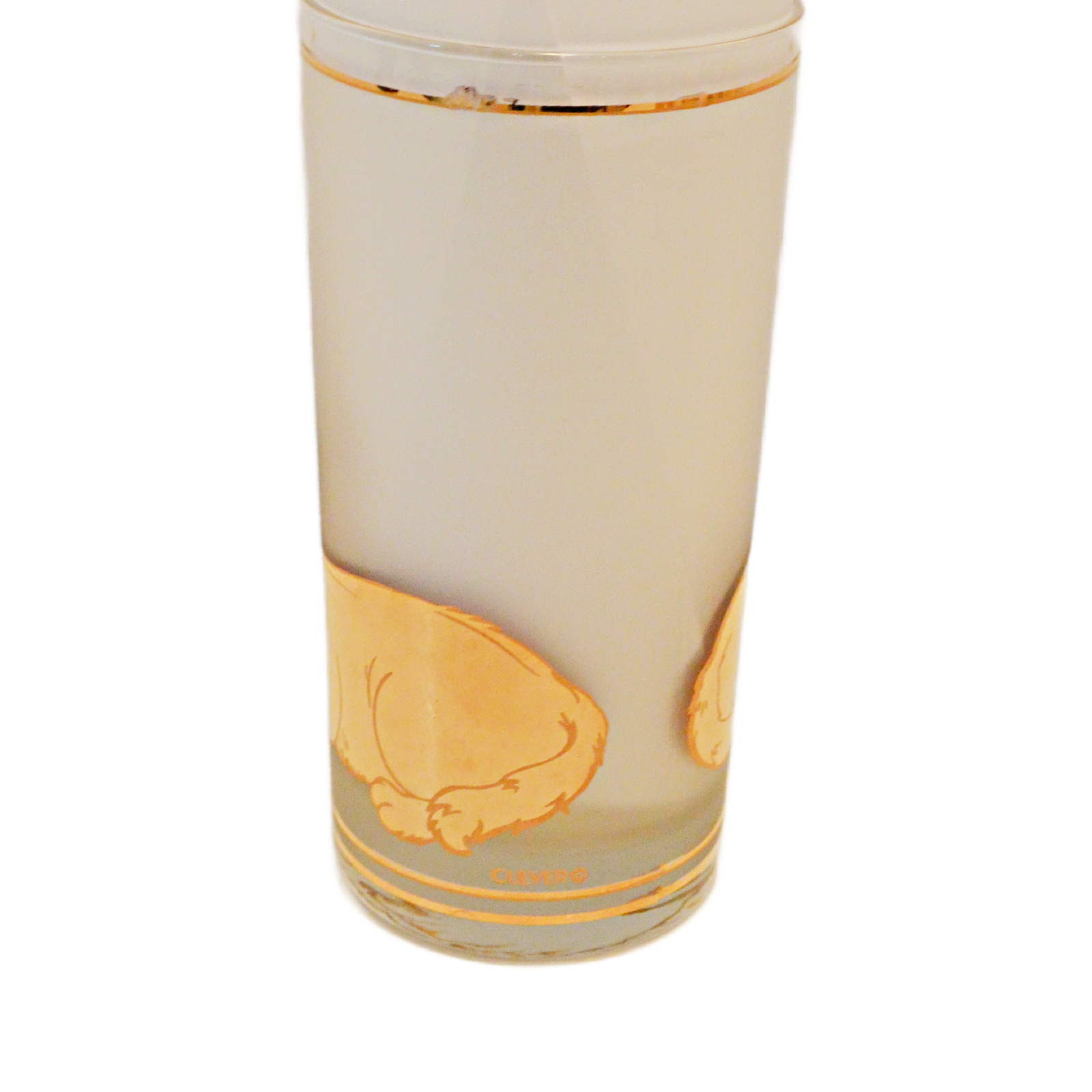 Vintage Culver 22K Gold & Frosted Cat Highball Glasses Set of 8 – Circa 1970s - Image 4
