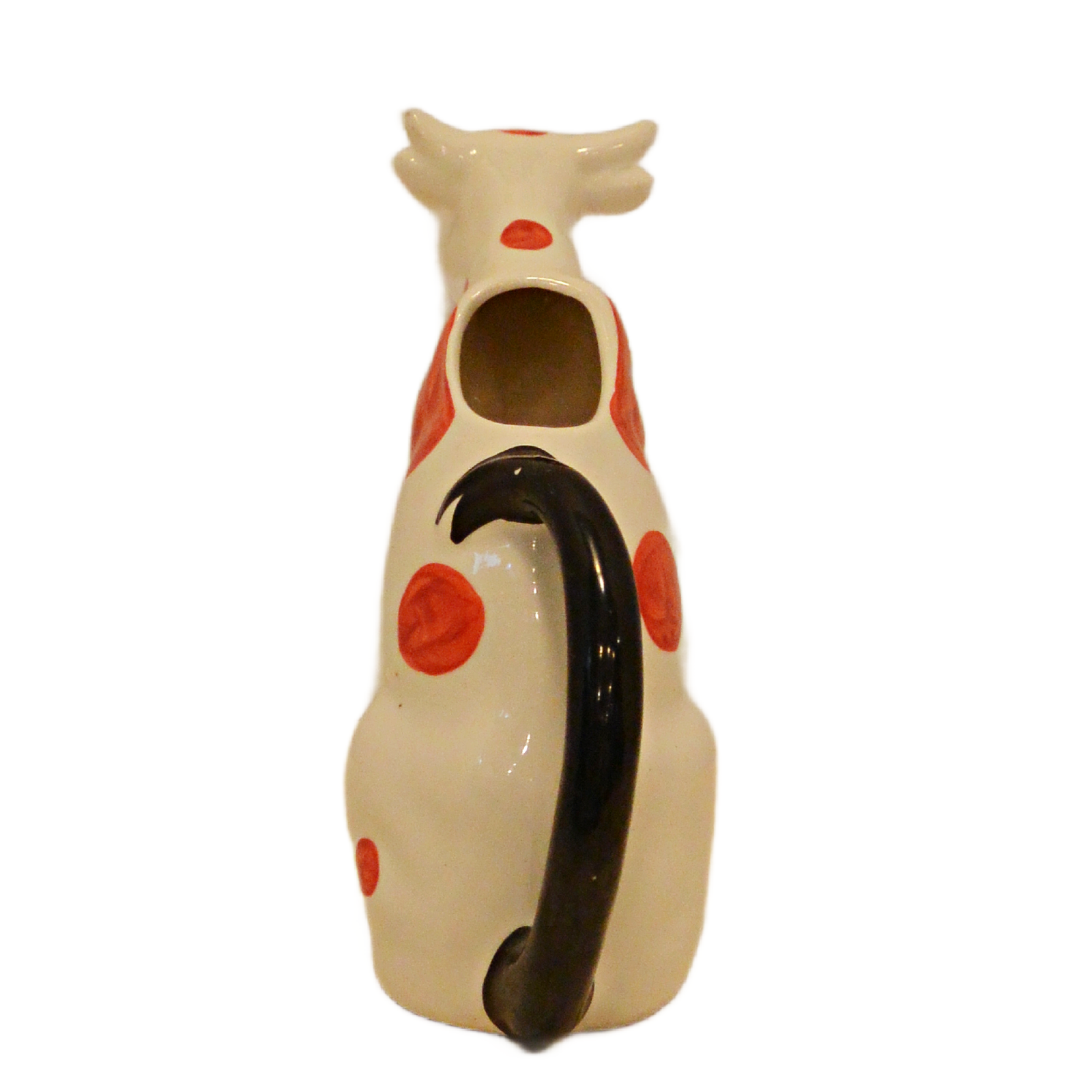 Vintage 1930s Czechoslovakian Hand-Painted Red Polka Dot Cow Creamer Pitcher - Image 7