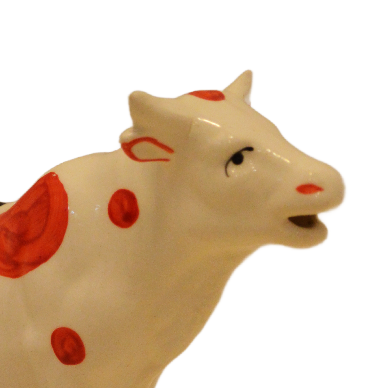 Vintage 1930s Czechoslovakian Hand-Painted Red Polka Dot Cow Creamer Pitcher - Image 3